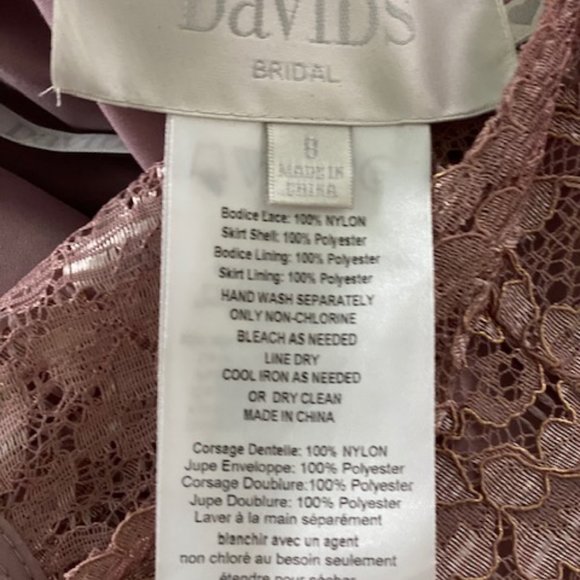 David's Bridal Rose Bridesmaid Dress w/Lace Bodice - Picture 5 of 6